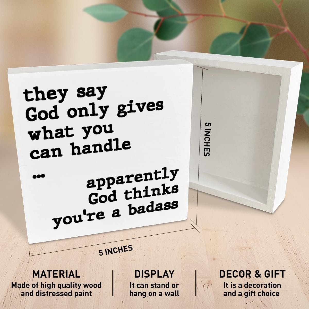 Funny Cancer Warrior Gifts for Women Men, Birthday Gifts for Cancer Patients Inspirational Cancer Survivor Gifts, Cancer Support Fighter Encouragement Gifts, Cancer Humor, Wooden Box Sign