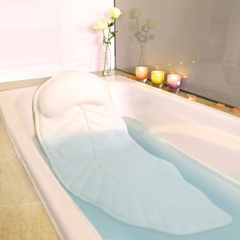 Full Body Spa Bath Pillow Mat, Bathtub Mattress Luxury Cushion with Large Suction Cups, Comfort Support Your Head, Neck, Shoulder, Back and Tailbone, Relax & Quick Drying