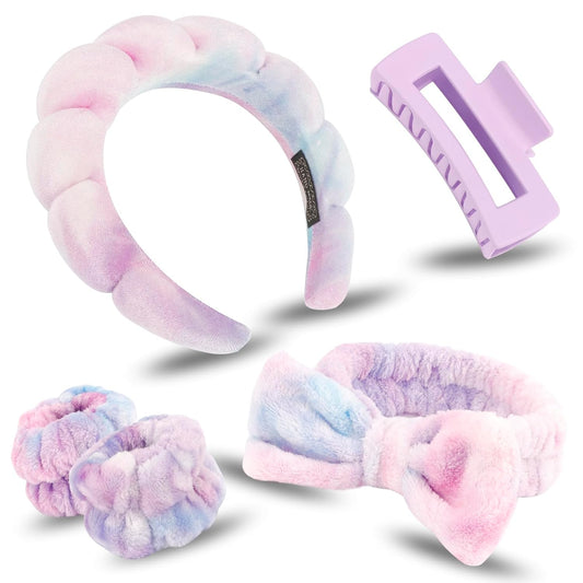 Canitor Spa Headbands Set - Non-Slip Makeup Headbands & Wrist Towels for Skincare | Cute Teen Girl Gifts