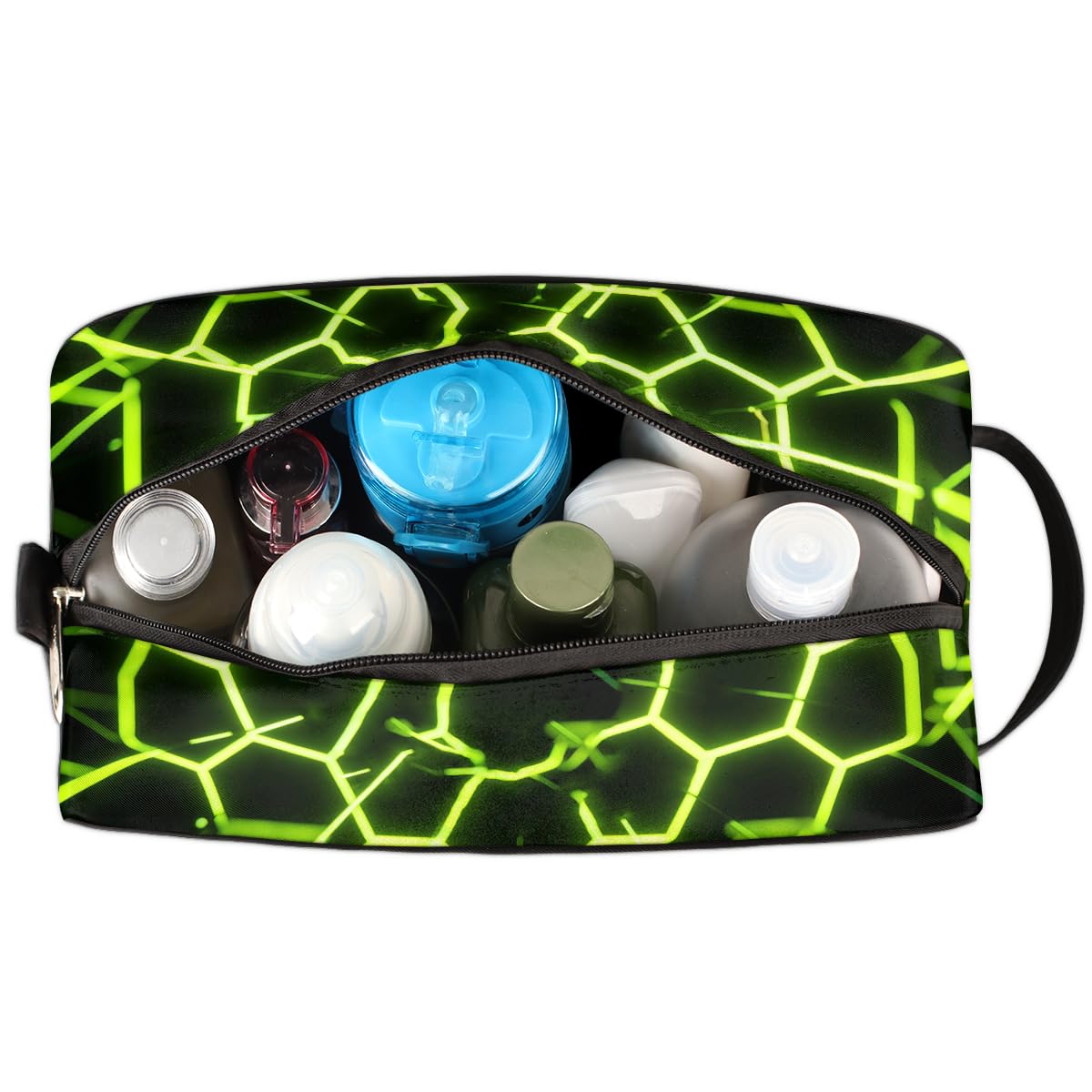 Ethebre Futuristic Style Baseball Toiletry Bag for Men Women, Cosmetic Makeup Bag with Handle, Travel Shaving Kit Organizer, Waterproof Portable Wash Bag for Gym Vacation Camping Sports