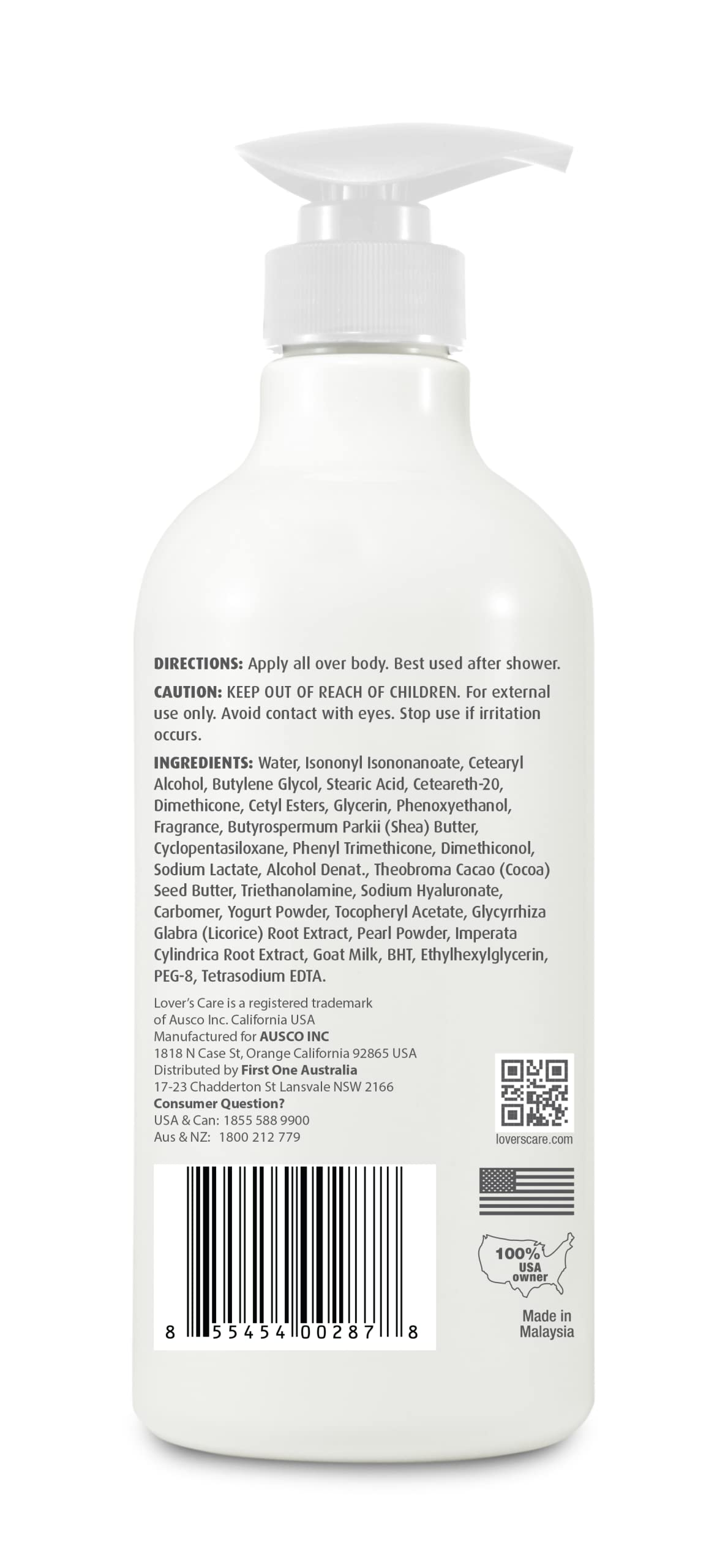 Lover's Care Goat Milk Body Lotion for Dry Skin Pearl 27.05oz (800ml) - Combo Body Lotion & Body Wash…