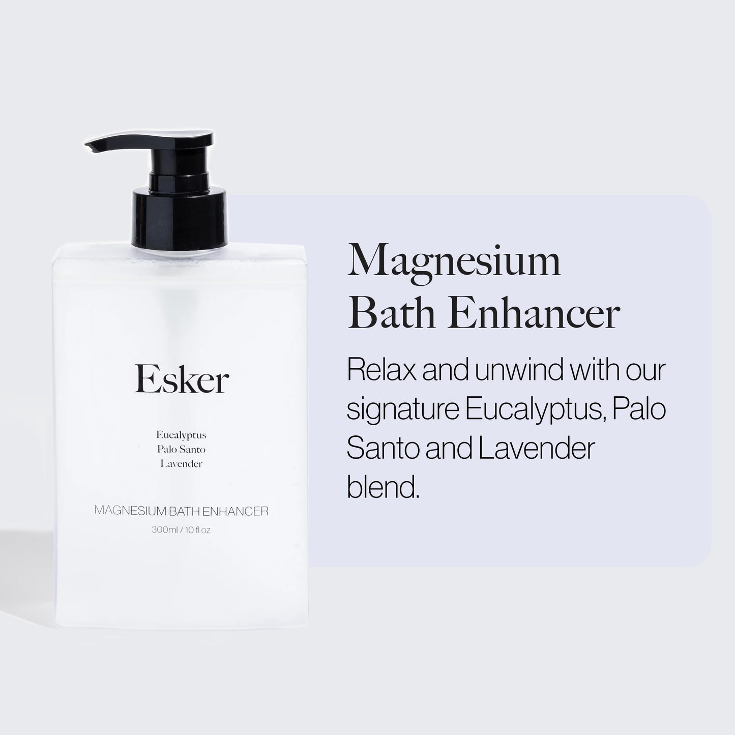 Esker Magnesium Bath Enhancer | Sea Salt Elixir with Exfoliating Body Scrubber Effect | Lymphatic Drainage Massager Soak | 10 oz 300 ml