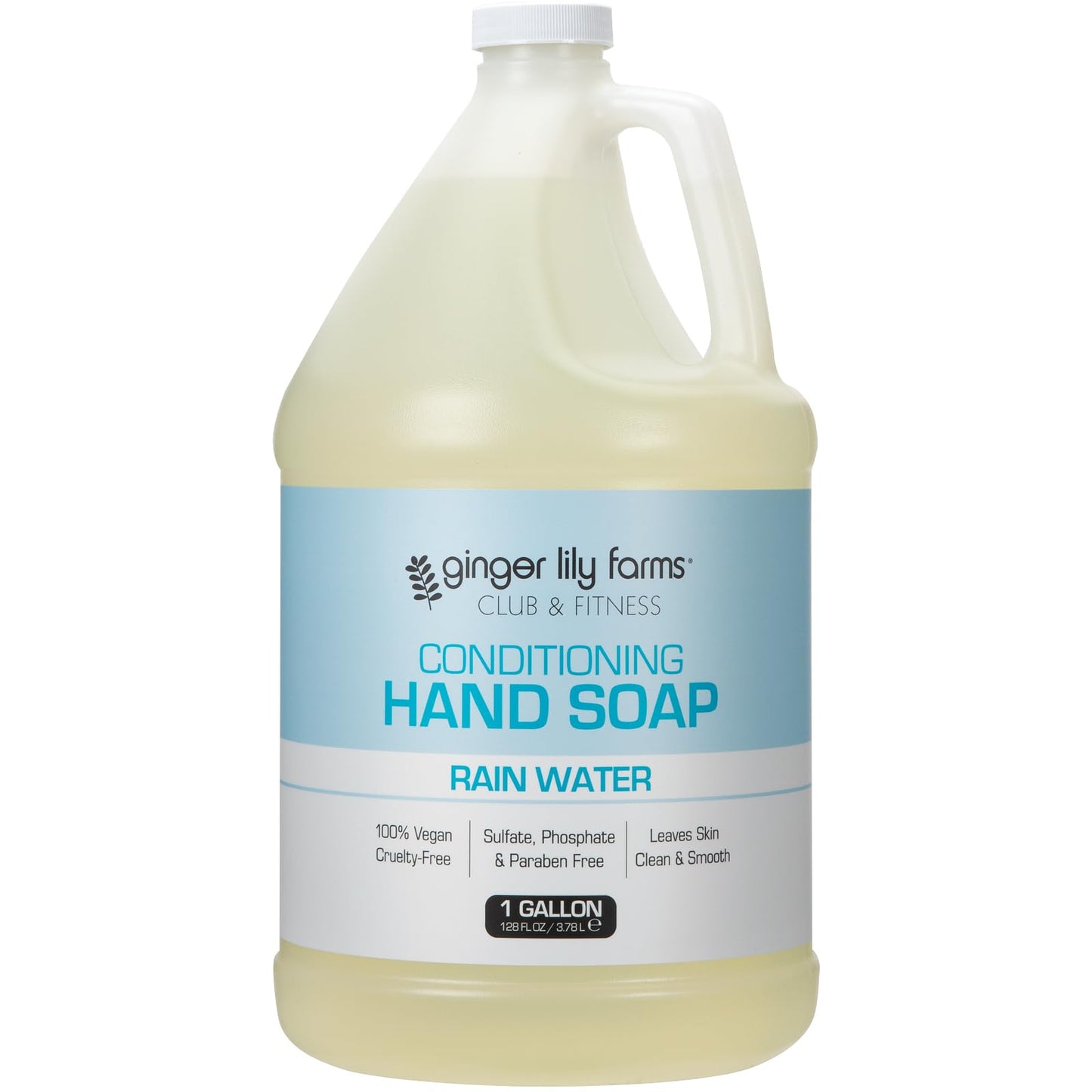 Ginger Lily Farms Club & Fitness Conditioning Liquid Hand Soap Refill, 100% Vegan & Cruelty-Free, Rain Water Scent, 1 Gallon (Pack of 4)