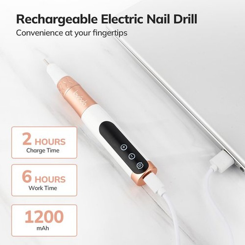 Lavinda Nail Drill,Cordless Electric Nail Drill Professional 35000RPM Electric Nail File Set for Acrylic Gel Dip Powder Nails,Portable Rechargeable Nail Drill Machine Manicure and Pedicure Kit