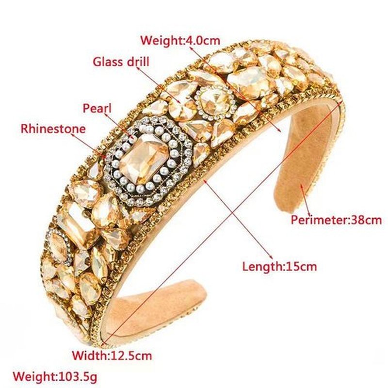MUQINGWAN Fashion Women's Headband, Gorgeous Retro Crystal Rhinestone Headband, Hair Accessories for Women and Girls, 1 Count (Pack of 1)