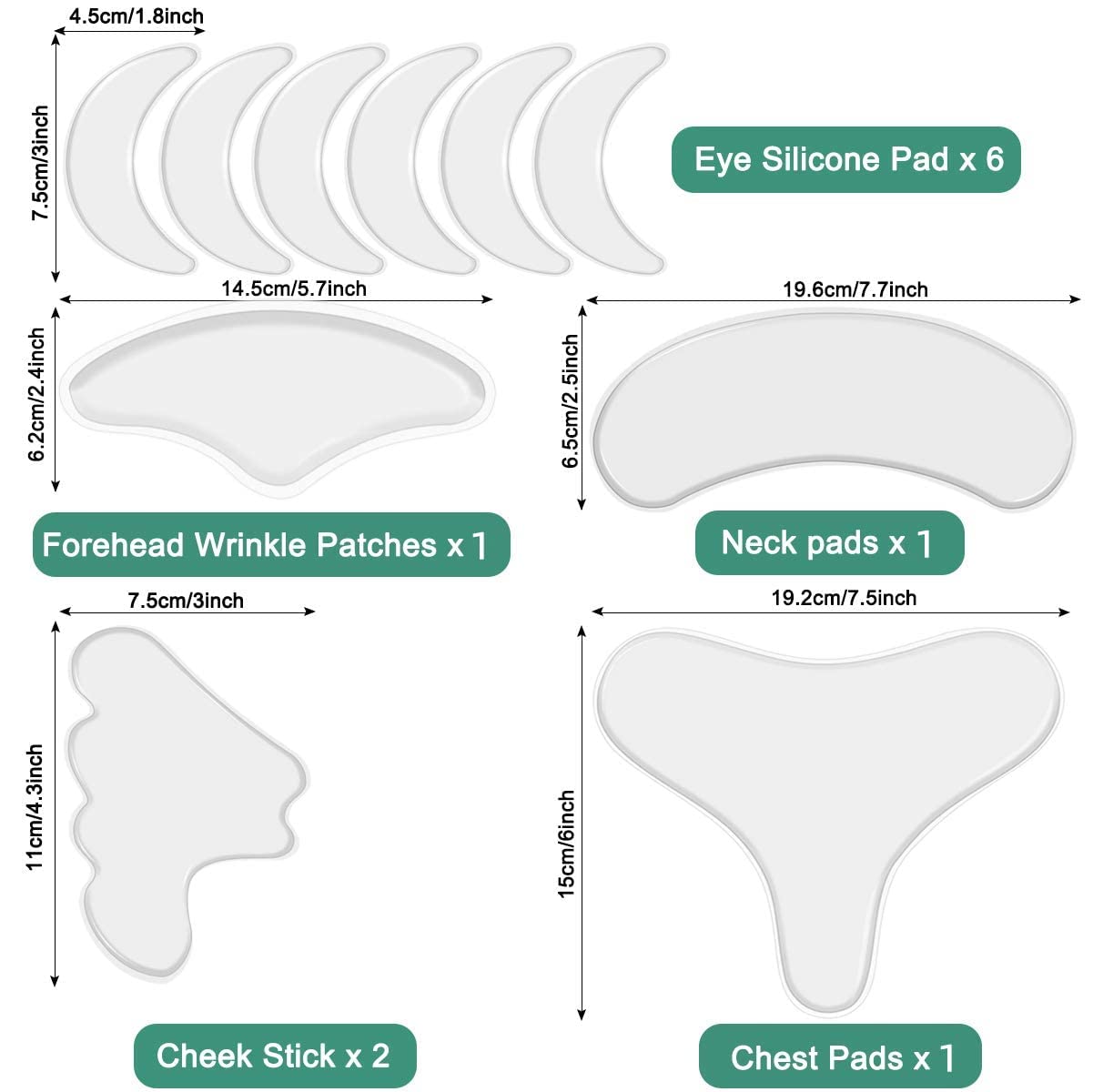 YIshiQI Neck Wrinkle Patches Reusable Chest Wrinkle Pads - 11 pcs Anti Wrinkles pads Silicone face patches for Skin Lines Prevention,