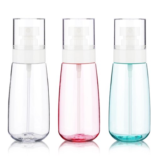 GIVITASOT 3pack Small Spray Bottle, 3.4oz Travel Spray Bottles, Empty Spray Bottles, Refillable Plastic Spray Bottles (Clear+Green+Pink)