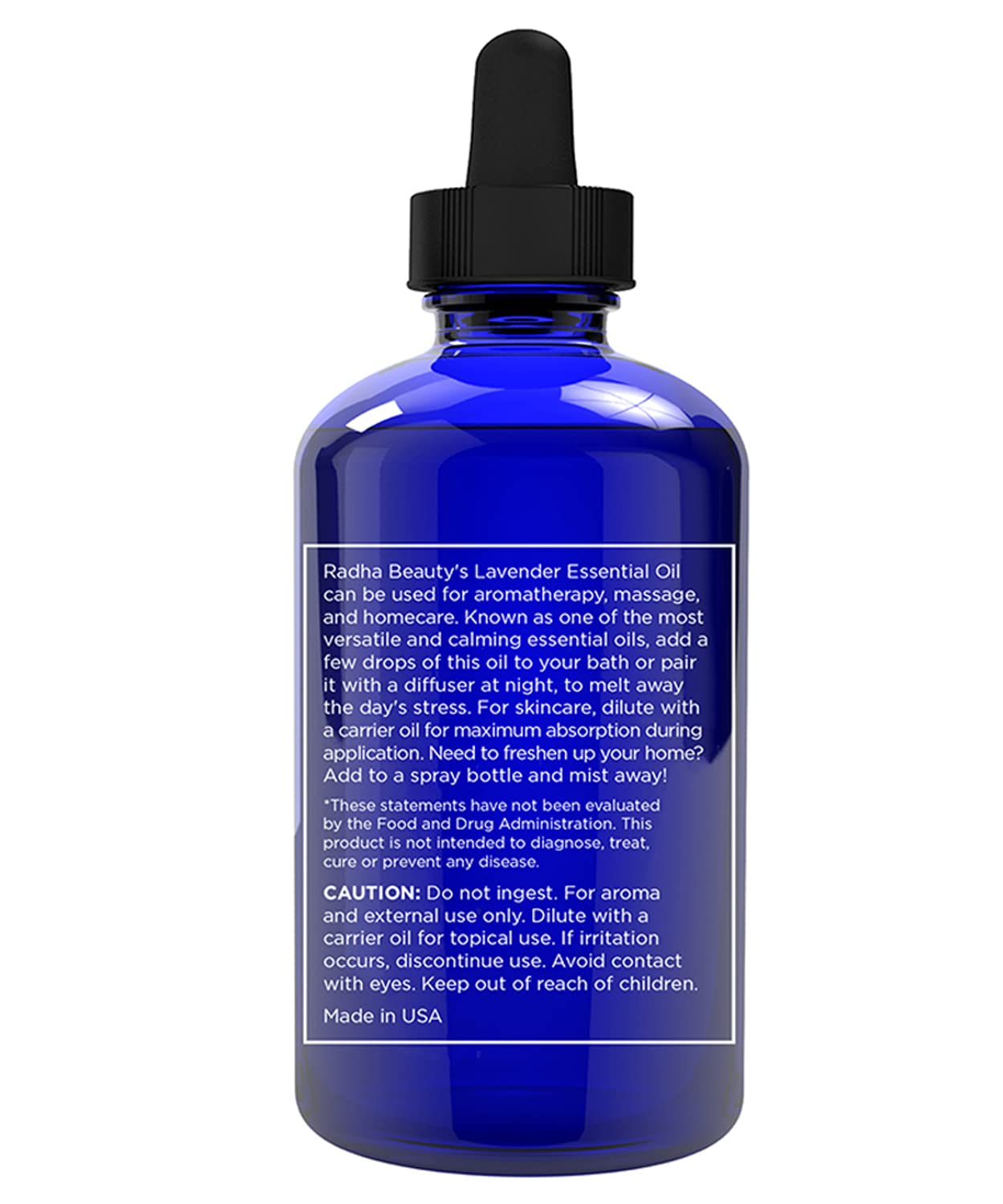 Radha Beauty Lavender Essential Oil 4 oz. - 100% Natural & Therapeutic Grade, Steam Distilled for Aromatherapy, Relaxation, Sleep, Laundry, Stress & Anxiety Relief, Meditation, Massage, Headaches