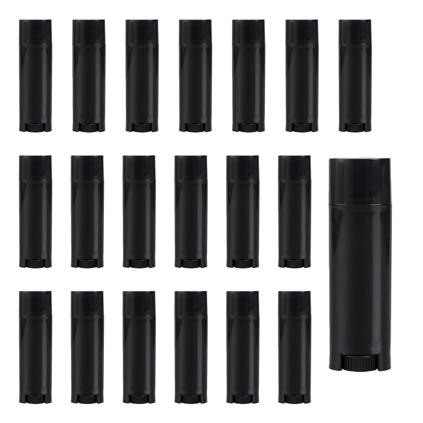 erioctry 4.5g 0.15oz Empty Refillable Plastic DIY Lipstick Lip Balm Lip Gloss Tubes Holder Containers Oval Deodorant Crayon Tube Pipe Bottle Case (50pcs, Black)
