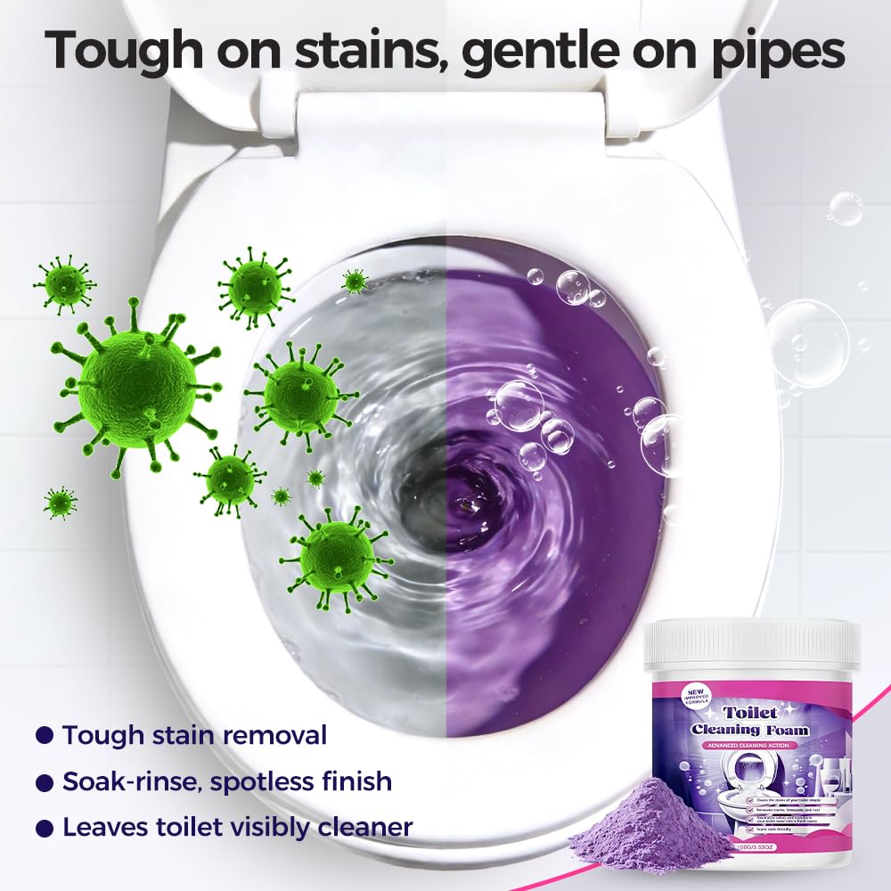PVZXR 2026 Upgrade Fizz Clean Toilet Cleaner, Fizz Toilet Cleaning Foam, Fizz Cleaning Powder, Fizz Clean Foam Cleaner, Touch Free Foaming Foaming Powder – Bathroom Toilet Cleaning Powder (1pcs)