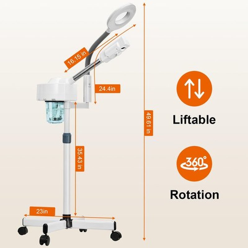 2 in 1 Facial Steamer, Professional Facial Steamer with 5X Magnifying Lamp, Face Steamer for Esthetician, Ozone Facial Steamer for Home Beauty Salon Spa