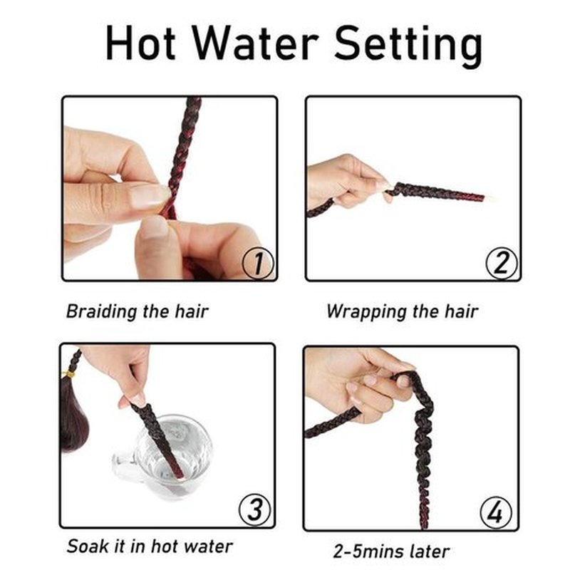 Liang Dian Pre-Stretched Braiding Hair 22 Inch 8 Packs Hot Water Setting Synthetic Hair Crochet Braiding Hair Extension (Ombre Wine Red)
