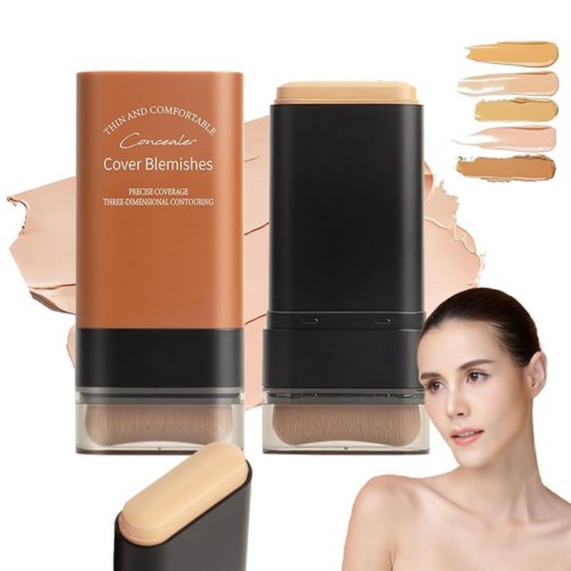 Flawless Eraser Foundation Stick, Korea Flawless Eraser Foundation Stick, Hydrating Lightweight Foundation Stick with Brush, Cosmetics Foundation Stick for Mature Skin, Travel Size Makeup (Ivory, #)