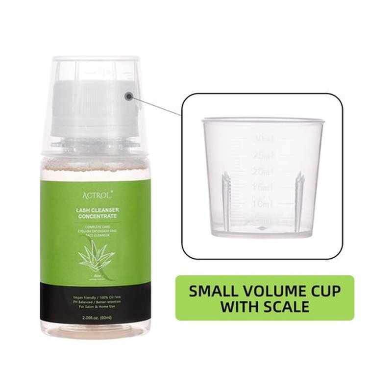 ACTROL Eyelash Cleanser Concentrate 60ml Aloe Professional Lash Shampoo Foaming Cleanser DIY Wash for Extensions Lashes with Salon Home Care-Makes 6 Bottles