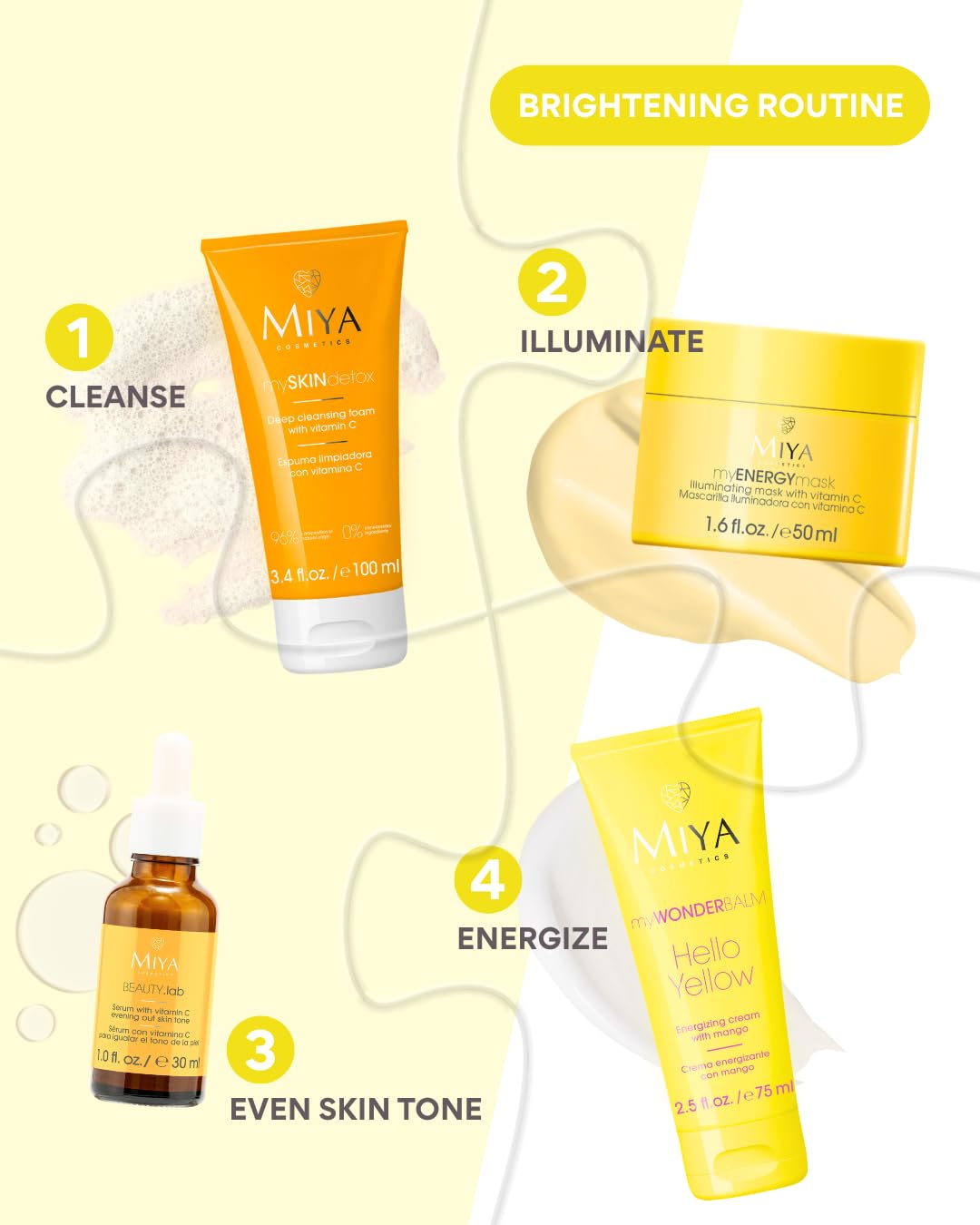 MIYA Cosmetics Mango Energizing Face Cream – Brightening & Hydrating Daily Moisturizer for Dull, Tired Skin, Vegan Formula – myWONDERBALM Hello Yellow – 2.5 oz