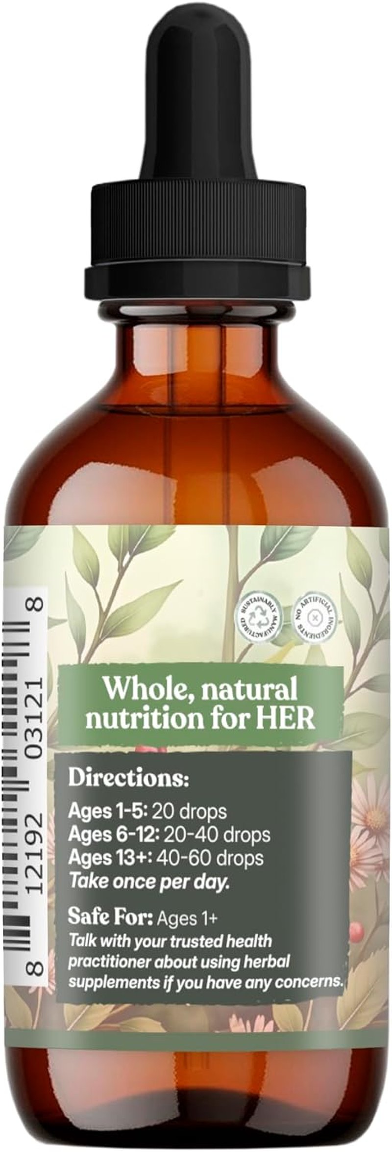 Nourish Her Naturally Liquid Multivitamin - Botanical Blend with Raspberry Leaf & Dandelion | 4oz