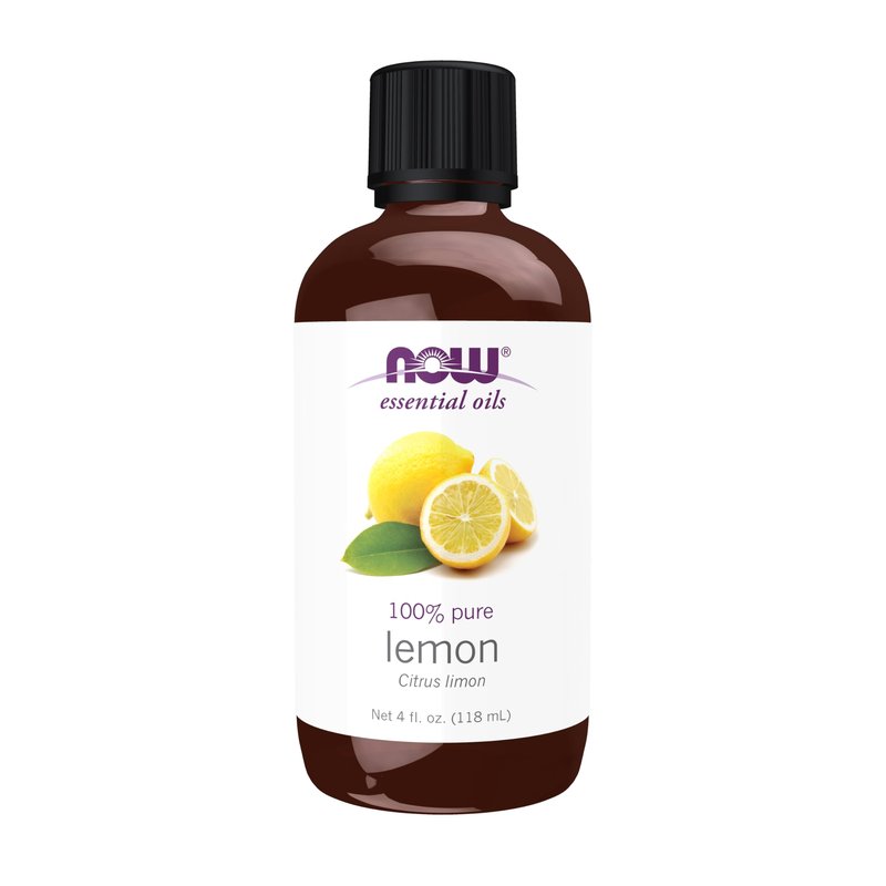 NOW Essential Oils, Lemon Oil, Cheerful Aromatherapy Scent, Cold Pressed, 100% Pure, Vegan, Child Resistant Cap, 4-Ounce
