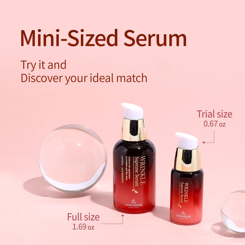 SKIN HOUSE Wrinkle Supreme Serum - Korean Red Ginseng & Mushrooms | Firming & Lifting | 0.67 fl. oz. Trial Size