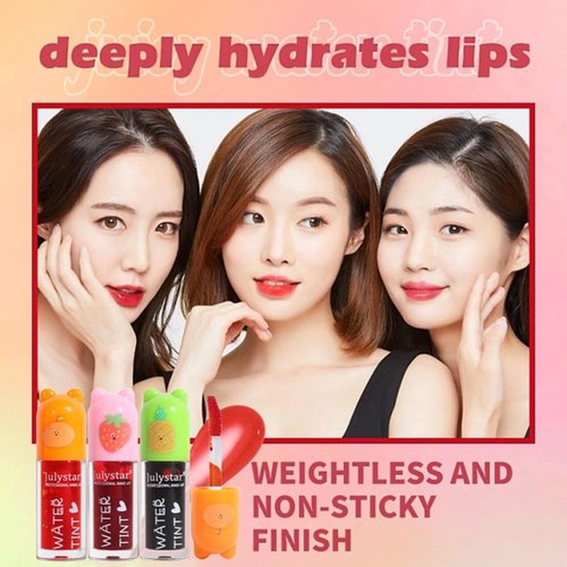 3 Colors Water Based Lip Stain Set，Dyeing Lip Liquid Lip Glaze，Multi-use Korean Moisturizing Velvet Mini Lip Glaze，Vivid Color Lip Stain with Weightless Long lasting Non-Stick Cup Waterproof