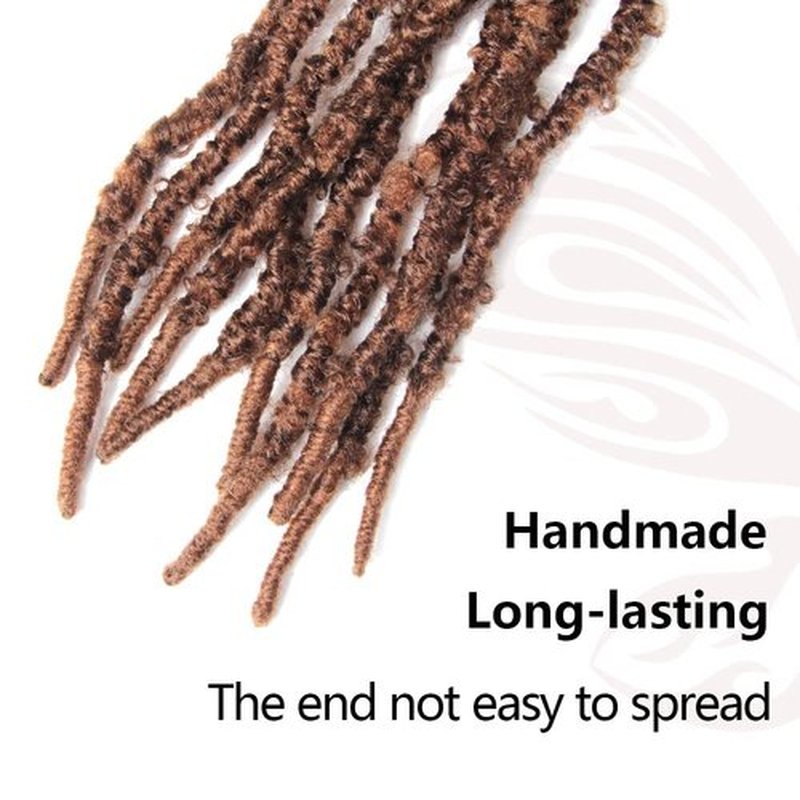 NISEYO NU Short Pre-looped Butterfly Locs Crochet Hair 12 Inch 8 Packs Light Weight & Soft Distressed Locs,30#(Light Brown)