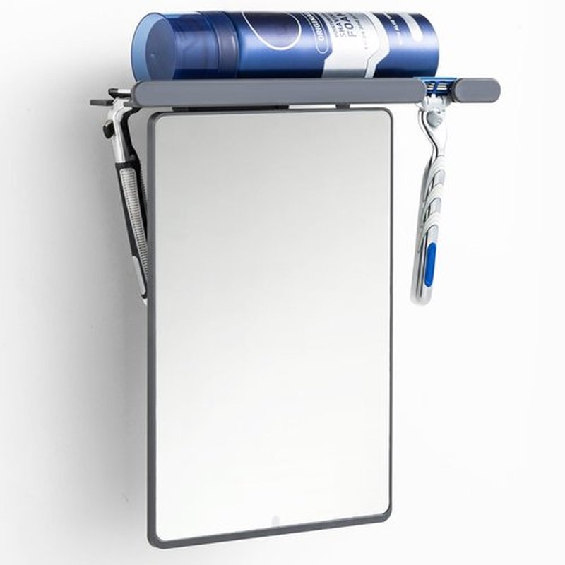TAILI Shower Mirror Fogless for Shaving with Razor Holder, NO-Drilling & Removable Large Mirror Fogless Suction Wall Mounted, Shatterproof & Waterproof - for Men and Women(Grey)