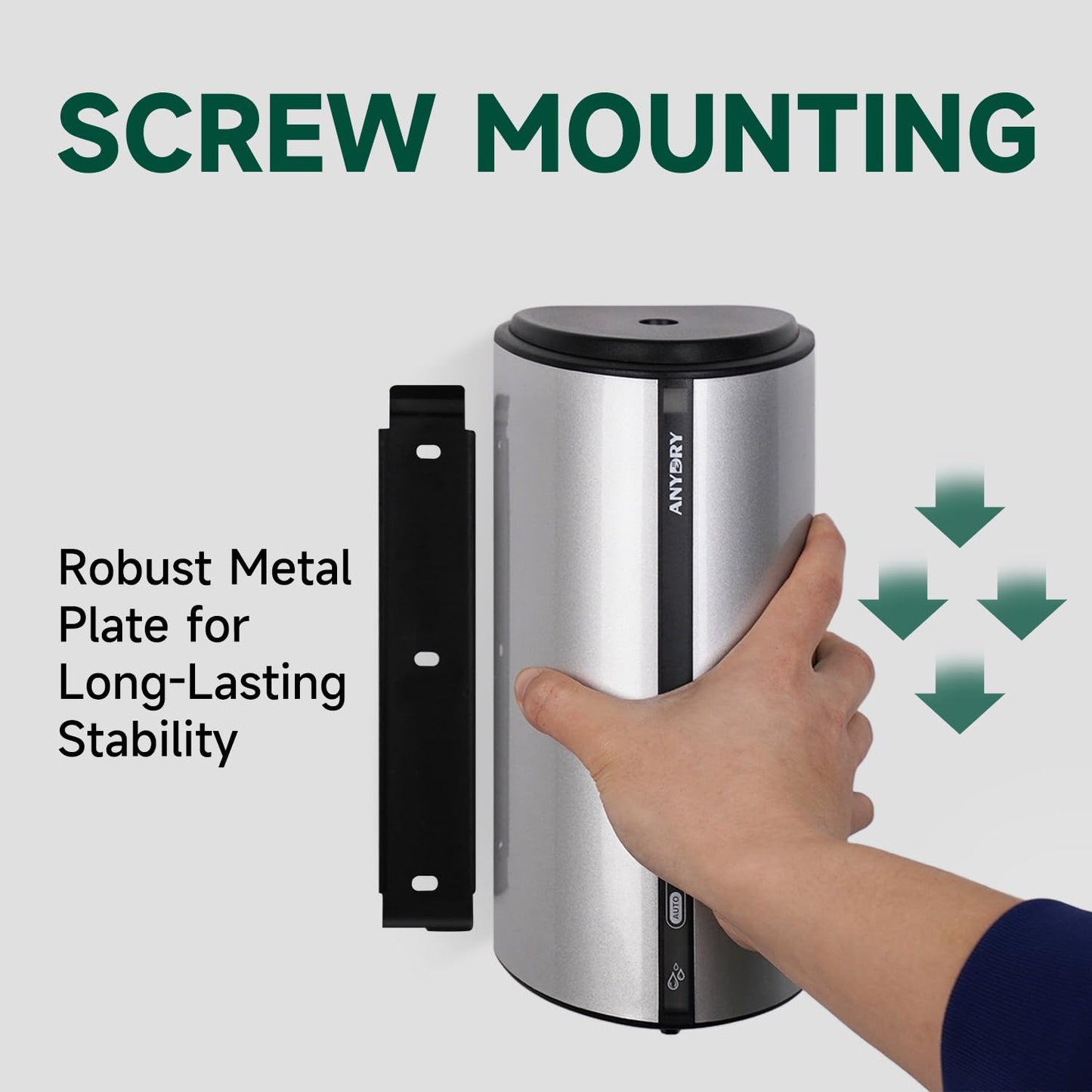 anydry 29fl.oz/850ml Commercial Automatic Liquid Soap Dispenser Wall-Mounted Large Capacity Model AD1209 Silver
