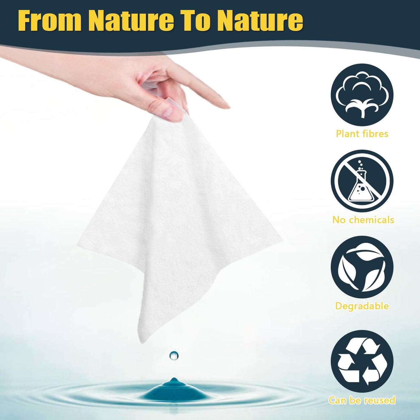 Fcaeon Disposable Face Towel 48 Pcs Compressed Towel Tablets With 6 Dispenser Bottles Gentle Washcloths for Sensitive Skin Facial Cleansing Makeup Removal Skincare Routine Travel Cloths (Blue)