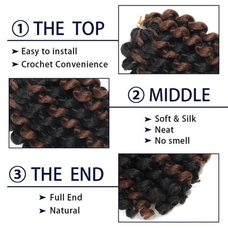 Wand Curl Crochet Braids Hair 8 Inch Jamaican Wand Curl Ombre Crochet Hair Jamaican Bounce Crochet Hair Colored Crochet Braids Ringlet Twist Hair Extension Crochet Hair(5PCS,1BP30)
