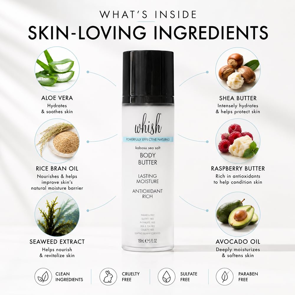 Whish Body Butter with Antioxidant-Rich Shea Butter, Aloe Vera & Raspberry