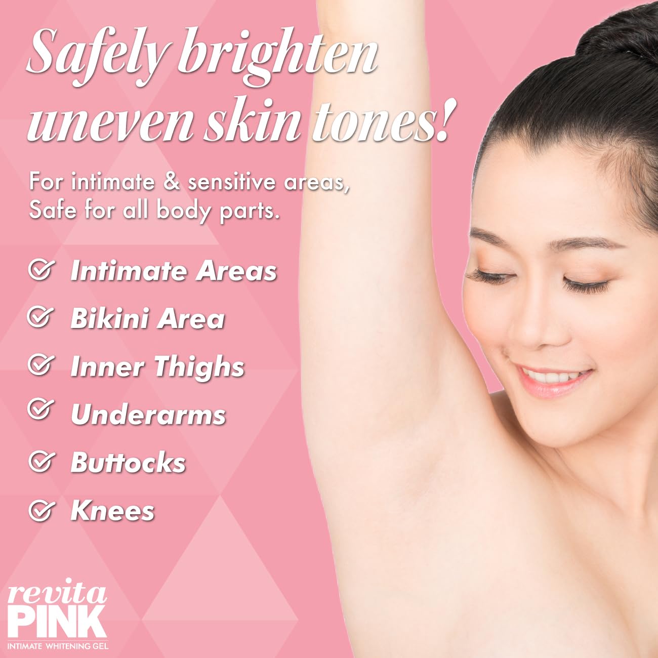 Revita PINK Intimate Area Brightening Gel | Skin Bleaching Cream for Intimate Areas, Underarm Whitening Cream, Armpit Whitening, Inner Thigh, Bikini Area, Dark Spot Remover Corrector, Skin Lightening