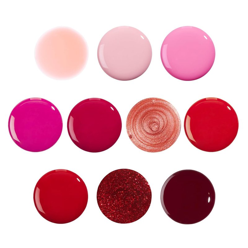 Festive Reds Mini Nail Polish Gift Set - 2-in-1 Base & Top Coat, Long Wear Quick Dry | 10 Piece Kit for Teen Girls & Women