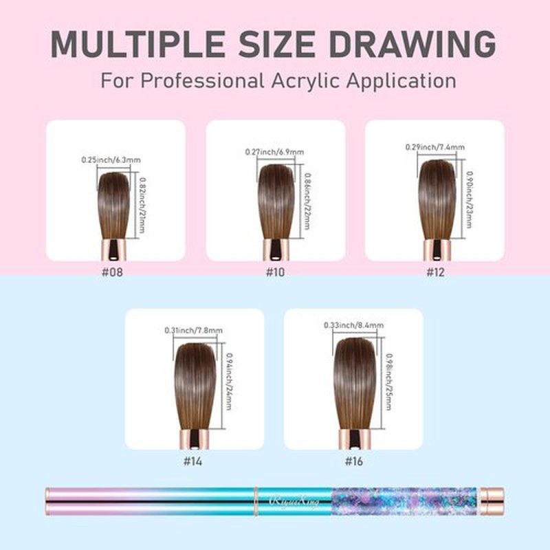 100% Kolinsky Acrylic Nail Brush- Size 12 Professional Nail Brush for Acrylic Application Acrylic Powder Brush for Nail Art DIY Home Salon Nail Manicure (Blue)