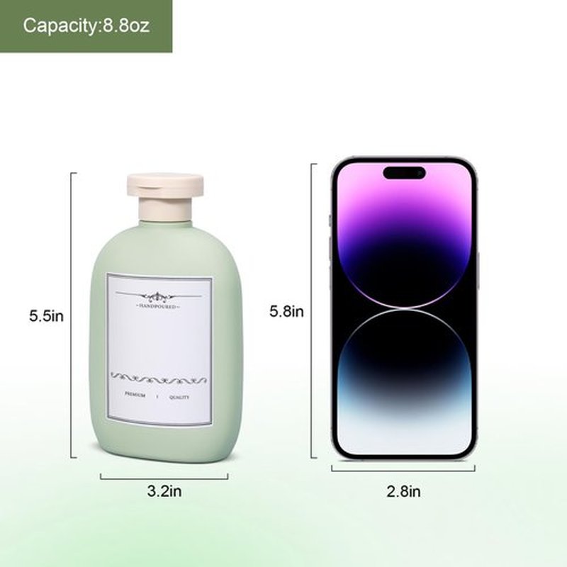 UMETASS 8.8 oz Plastic Travel Shampoo Bottles, Empty Plastic Squeeze Bottles with Flip Cap for Toiletries, Leakage-proof Travel Shampoo and Conditioner Bottles (4 pack, Green)