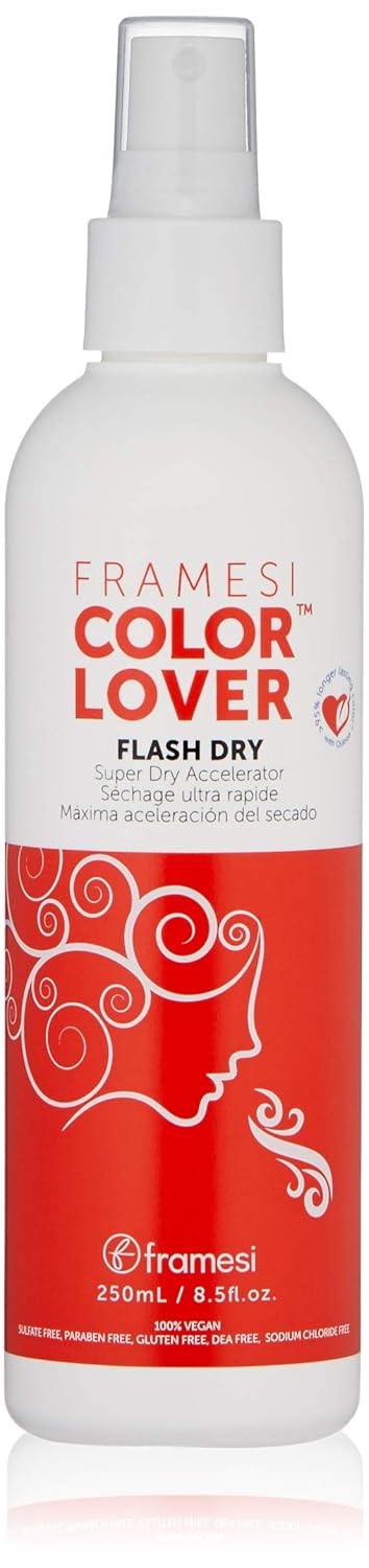 Framesi Color Lover Flash Dry Spray, 8.5 fl oz, Heat Protectant Spray for Hair, Blow Dry Accelerator, Quick Dry, Color Treated Hair