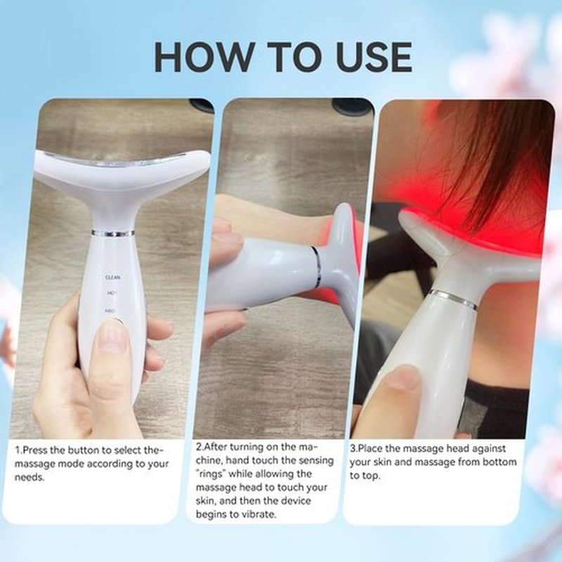 Neck Face Massager, 3 Mode Facial Massager, Face Sculpting Tool with Thermal and Vibration (White)