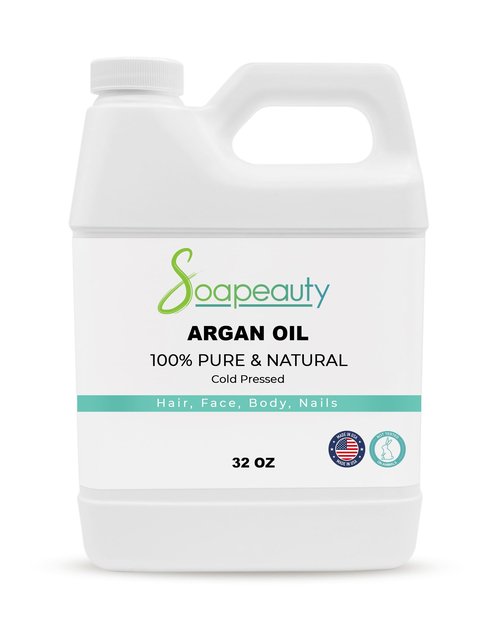 Soapeauty Cold Pressed Refined ARGAN Oil | 100% Natural & Pure | Carrier for Essential Oils, Argan Oil for Skin, Argan Oil for Hair Growth & Moisturizer | 32 fl oz