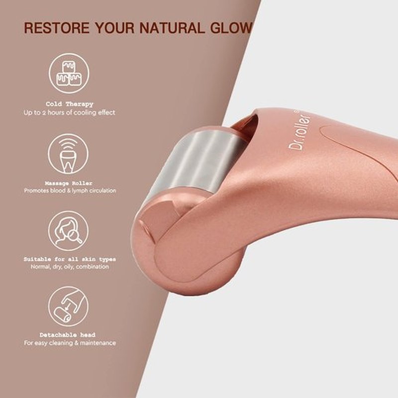 Dr.roller Ice Roller, Ice Roller for Face Freeze Massager, Ice Face Roller, Face Ice Roller Skin Care Tool for Reduce Pain Relief and Minor Injury, Relieve Puffiness (Stainless Steel)