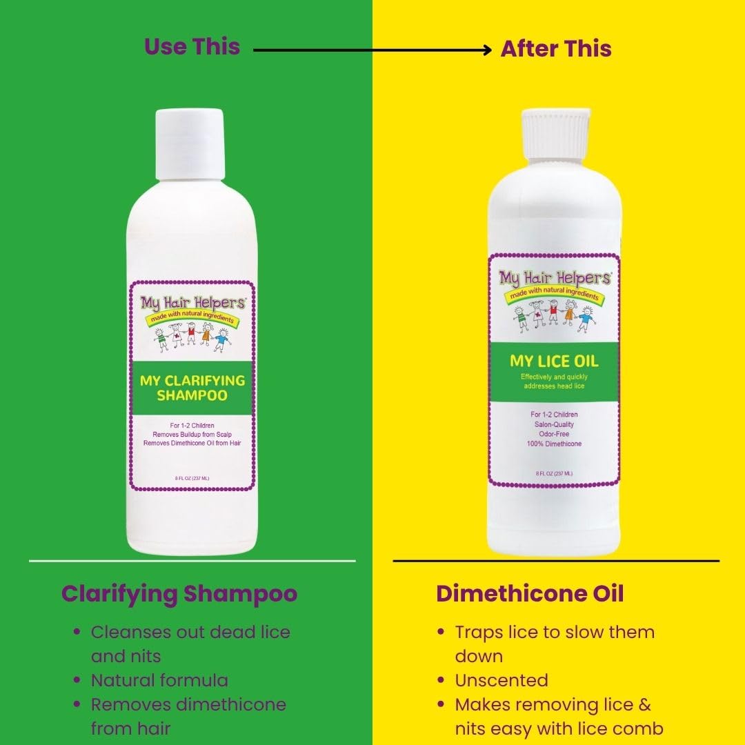 My Hair Helpers Unscented Dimethicone Oil and Nit Comb Lice Removal Kit for Kids, Works on 1-2 Children, 100% Effective