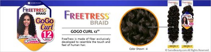 FreeTress Synthetic Hair Crochet Braids GoGo Curl 12" (4-Pack, 30)