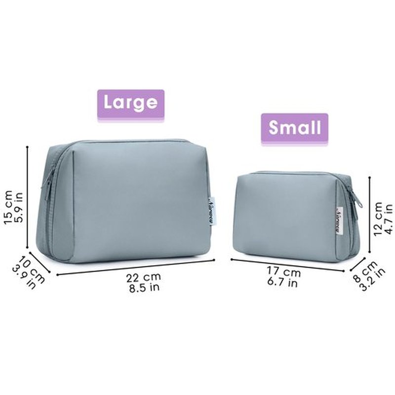 Large Makeup Bag Zipper Pouch Travel Cosmetic Organizer for Women (Large, Greyish Blue)