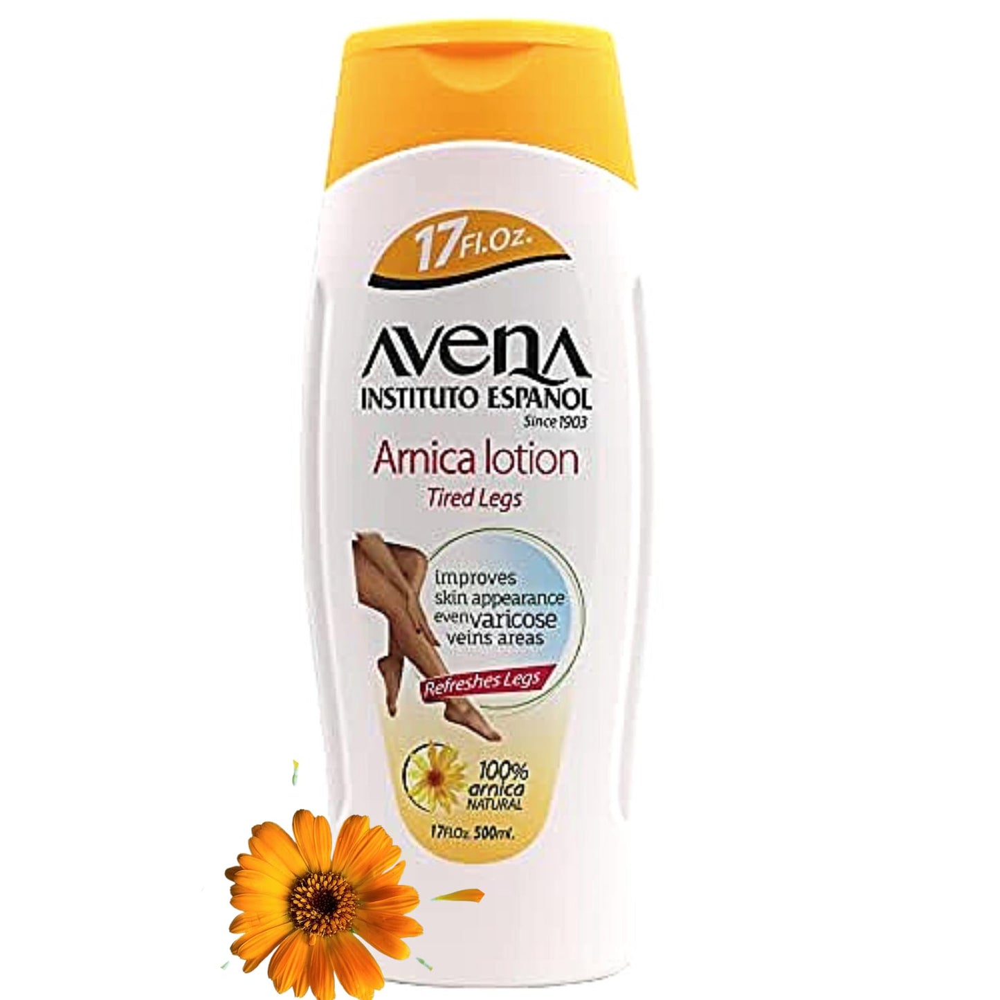 Avena Instituto Espanol Arnica Lotion Tired Legs, Improves Skin Appearance, Even Varicose Veins Areas, Refreshes Legs, 2-Pack of 17 FL Oz each, 2 Bottles