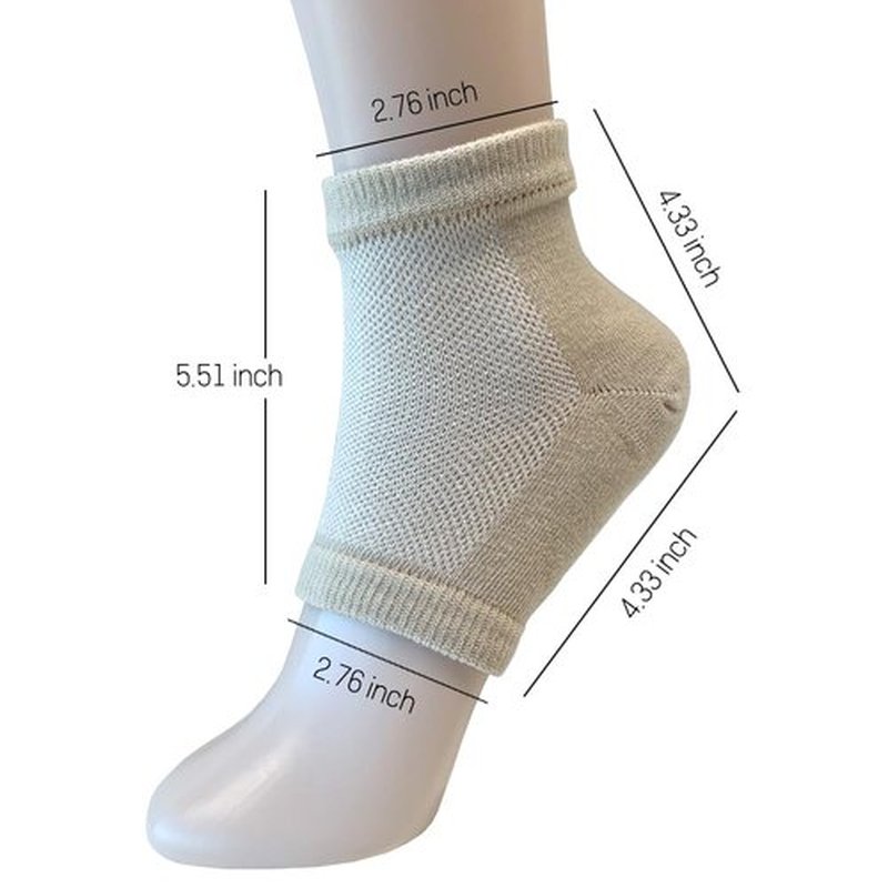 FOOTINSOLE.COM Moisturizing Gel Heel Socks to Repair Dry Cracked Heel - Soften, Soothe, and Revitalize Your Feet, for Men and Women (BEIGE, 1 pair)