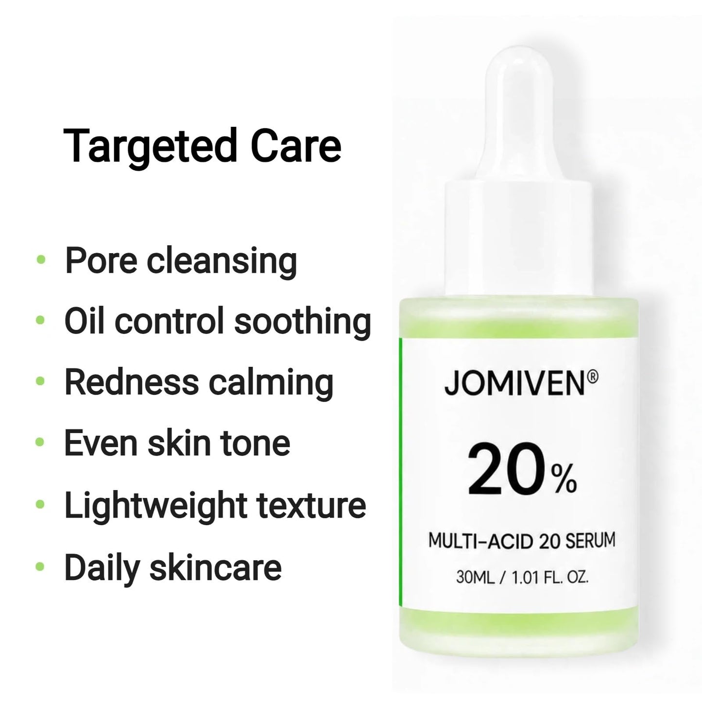JOMIVEN Azelaic Acid 10 Soothing Serum, Reduces Redness,Acne, and Acne Scars,Blend of Acids, Gentle, Lightweight, For Acne-Prone and Oily Skin,1.01fl oz.