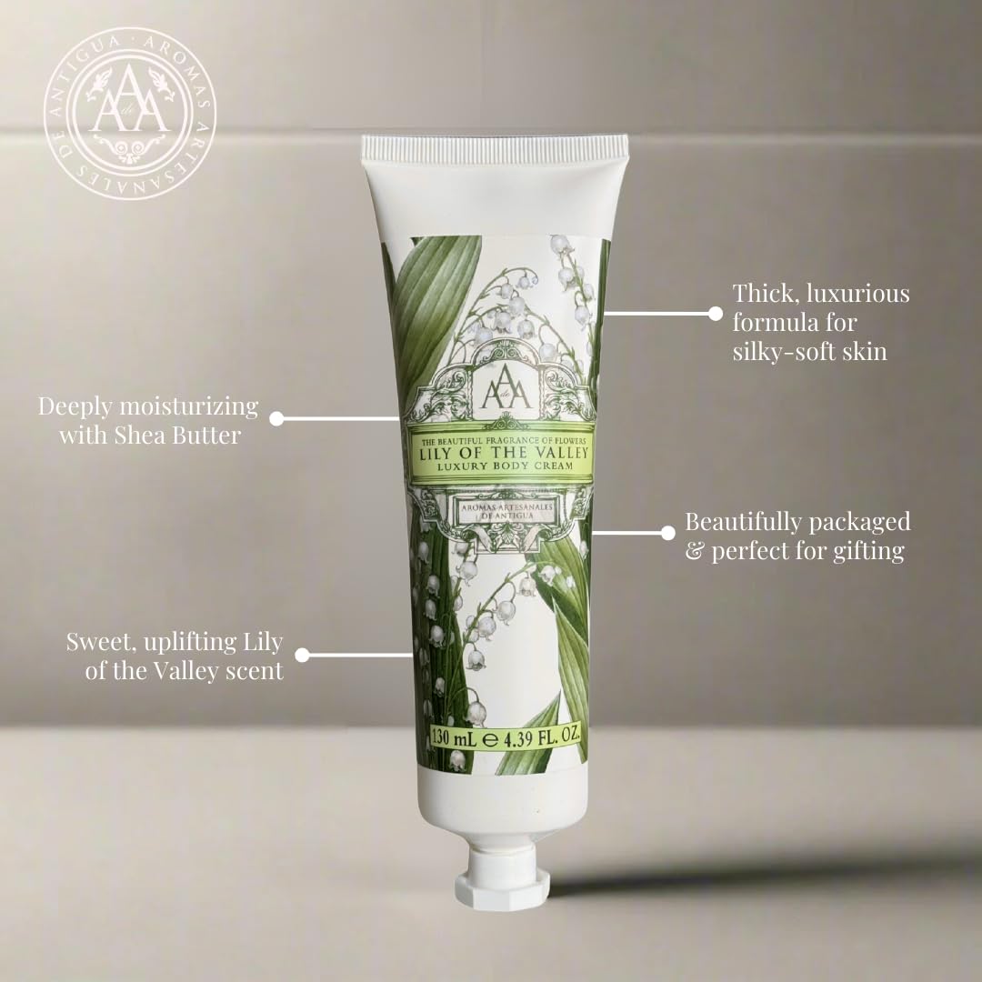 AAA by Somerset European Made Shea Butter Body Cream, Lily of the Valley, 2 Fl Oz