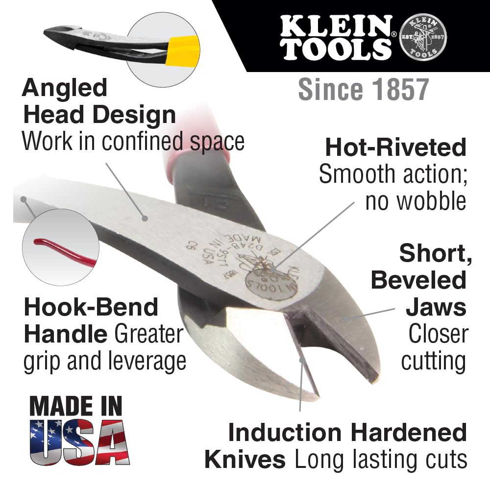 Klein Tools 80081 Pliers Kit, Made in USA, Set with Ironworker's Diagonal Cutting Pliers, Heavy Duty Side Cutters and Flame Resistant Canvas Tool Bag, 3-Piece