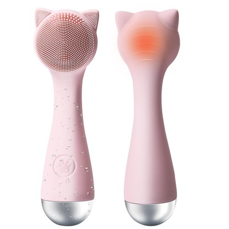 Facial Cleansing Brush, Silicone Face Scrubber Exfoliator for Men & Women, Electric Face Brush Waterproof, with 3 Speeds Adjustable for Deep Cleaning, Removing Blackhead, Face Massaging (Pink)