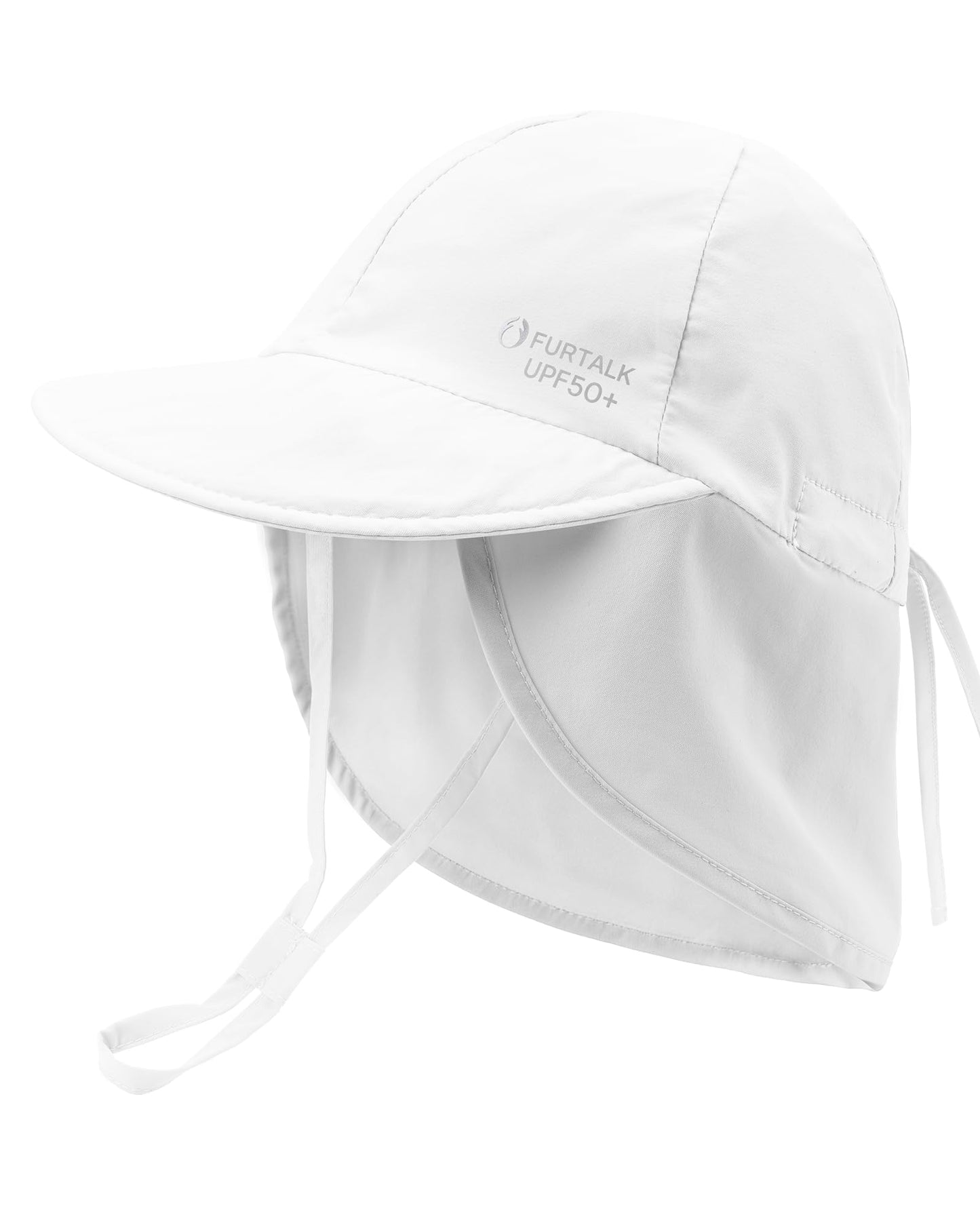 FURTALK Baby Sun Hat UPF 50+ Adjustable Baby Boys Girls Quick Drying Summer Beach Hat with Neck Flap for Traveling Swim Hat(White)