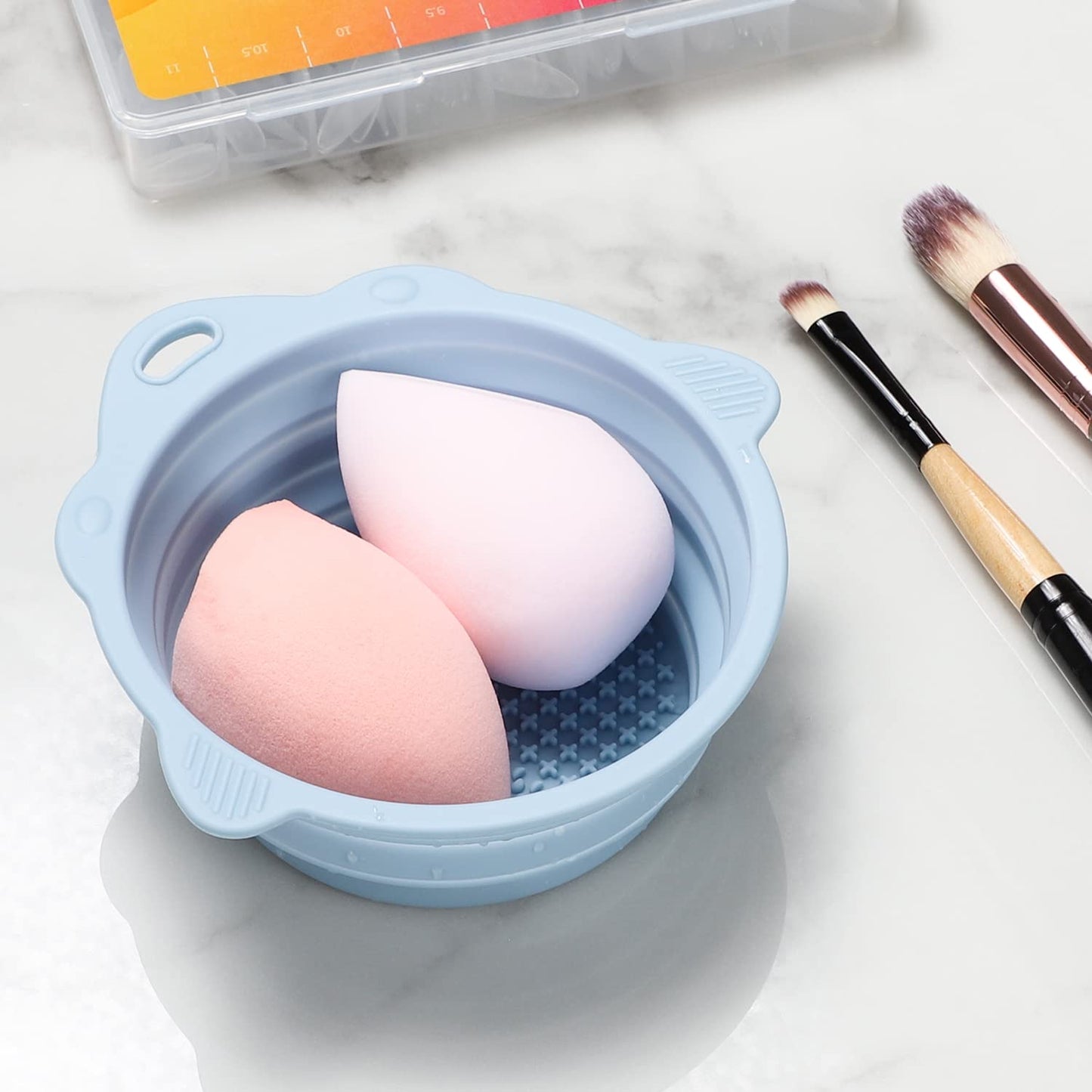 Makeup Brush Cleaner, Etercycle Foldable Silicone Brush Cleaner Bowl Srubber, Portable Washing Tools for Makeup Brush,Powder Puff,Sponge