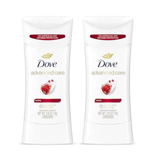 Dove Advanced Care Antiperspirant Deodorant Stick Revive Pack of 12 to help skin barrier repair after shaving by boosting skin's ceramide levels 72 hour odor control and all-day sweat protection 2.6oz