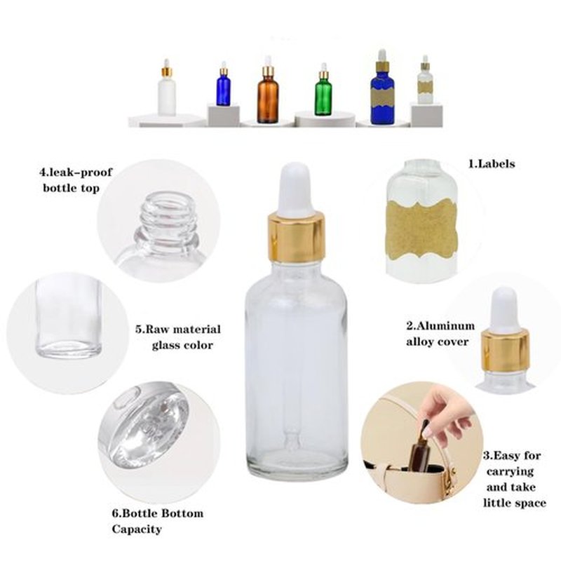 AGZHTYJQ 12 Pcs Glass Dropper Bottles with Eye Dropper Dispensers Lab Dropping Bottles with 2Pcs Long Pipettes 2Funnel and12 Label for Travel Cuticle Massage Essential Oils Perfume (Clear,1.75oz)